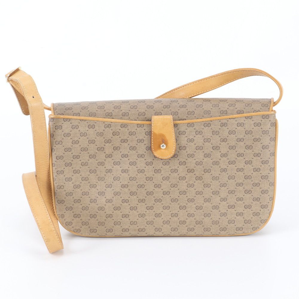 Gucci Vintage Micro GG Leather Shoulder Bag Tote Brown — view 3