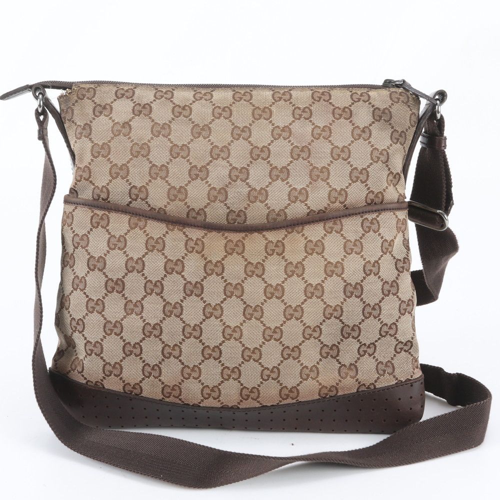 Gucci GG Canvas Leather Shoulder Bag Crossbody Messenger Business