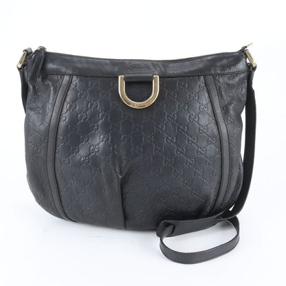 Gucci Guccissima Abbey Leather Shoulder Bag Crossbody Black