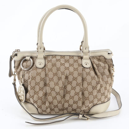 Gucci GG Canvas Sukey Leather 2-Way Shoulder Bag Crossbody