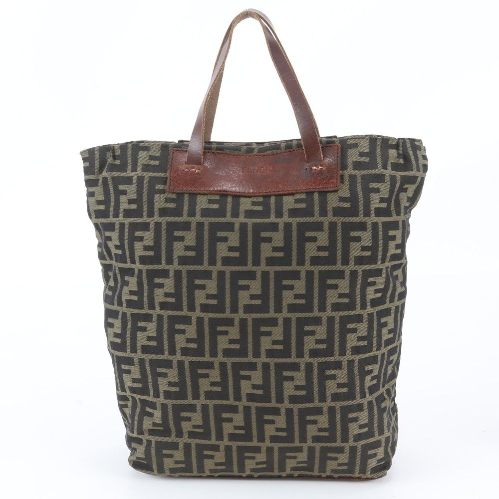 Fendi Zucca Leather Canvas Tote Shoulder Business