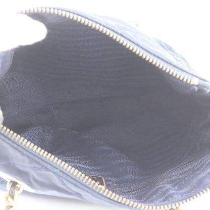 Prada Tessuto Nylon Quilted Triangle Logo Chain Shoulder Bag Navy — view 7