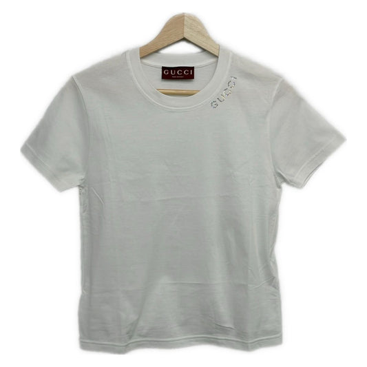Gucci Short Sleeve T-Shirt White Crew Neck Rhinestone XS