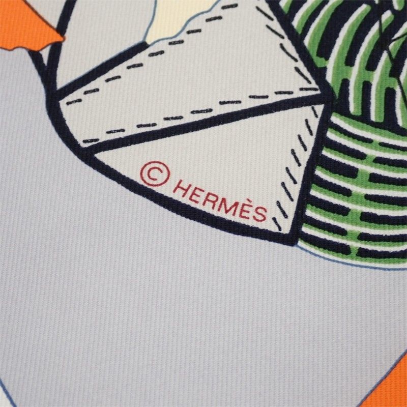 Hermes Carre 90 Bagage Silk Gray Clair Vert Multicolor Scarf — view 6