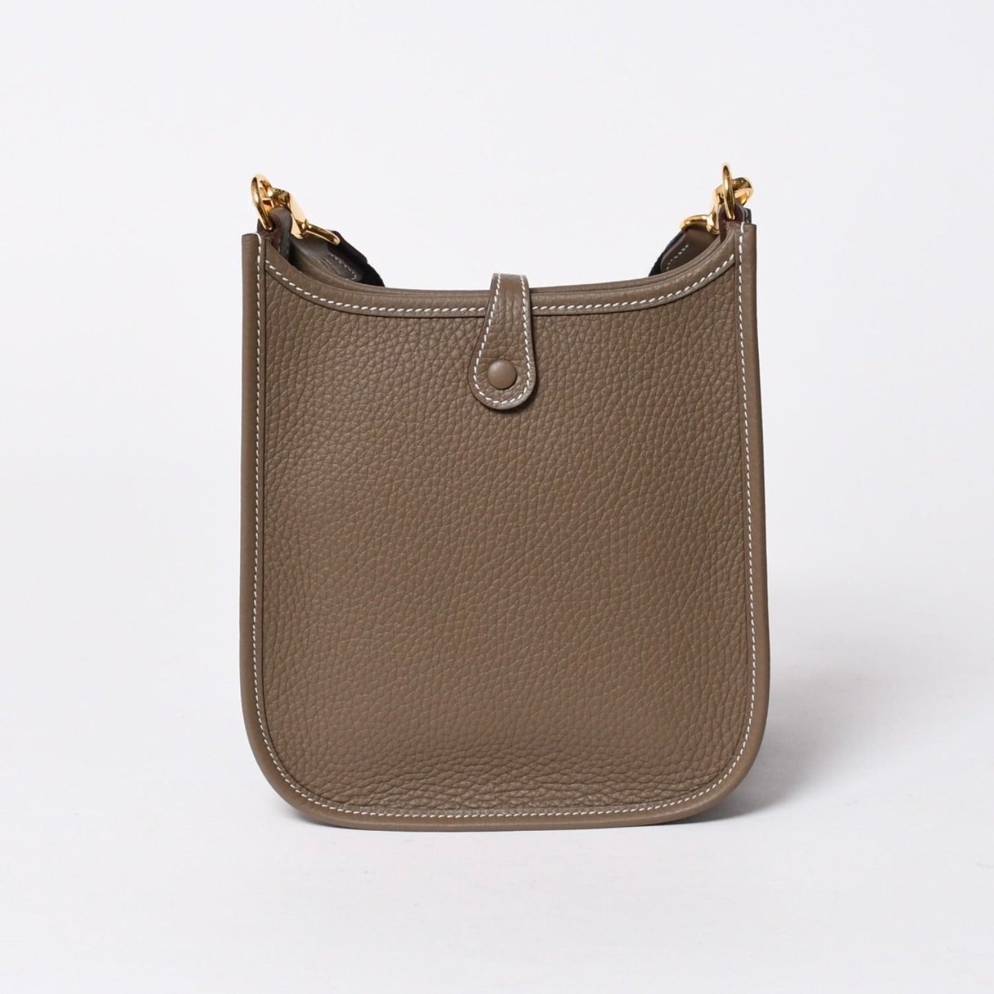 Hermes Evelyne TPM Shoulder Bag Taurillon Clemence Etoupe Gold — view 3