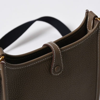 Hermes Evelyne TPM Shoulder Bag Taurillon Clemence Etoupe Gold — view 7