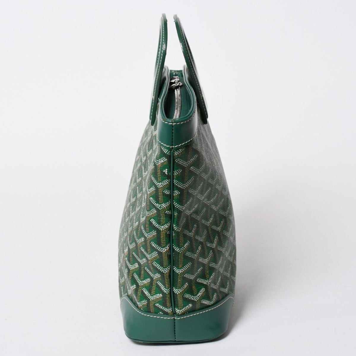 Goyard Beluga PM Handbag Herringbone Leather Green Silver — view 4