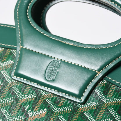 Goyard Beluga PM Handbag Herringbone Leather Green Silver — view 5
