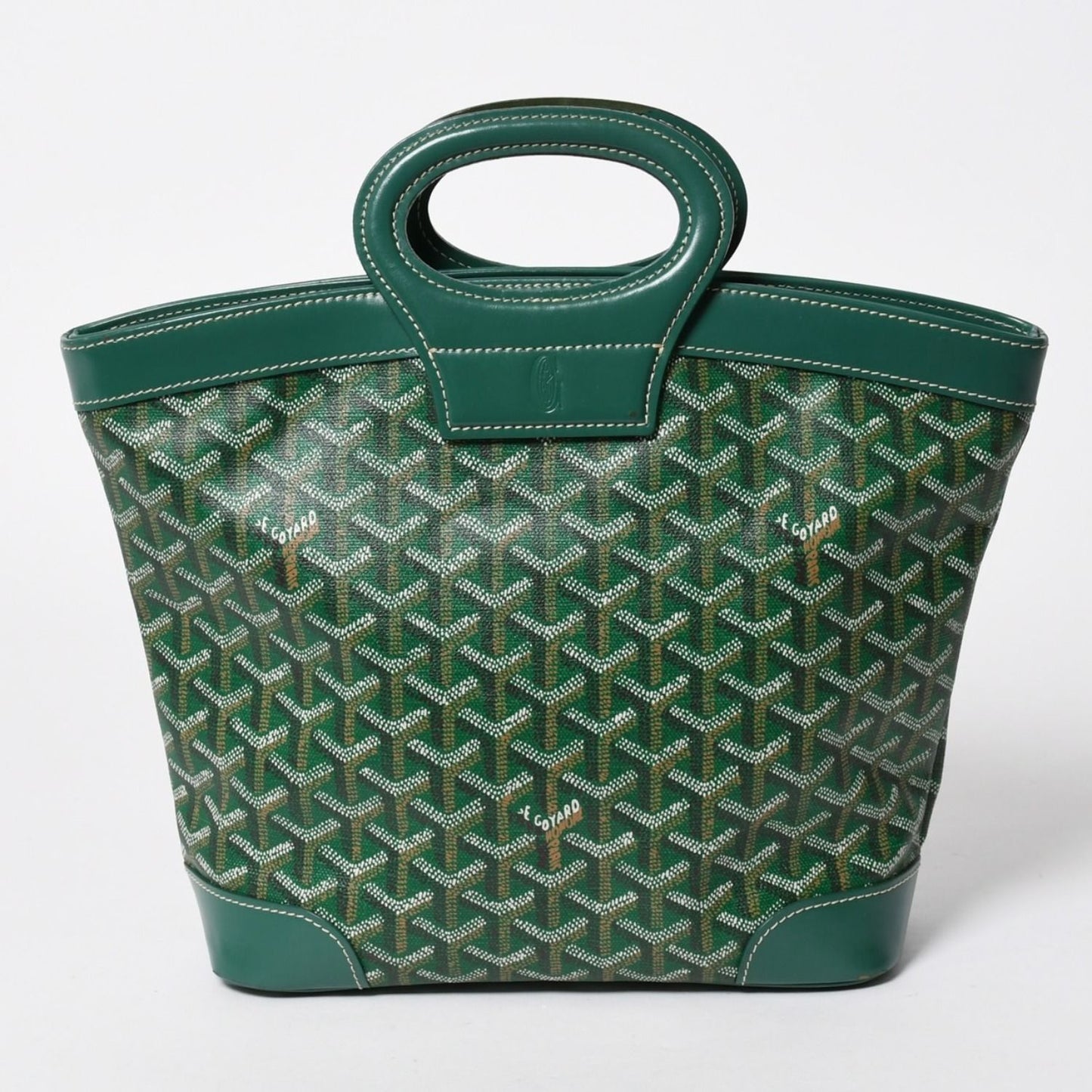 Goyard Beluga PM Handbag Herringbone Leather Green Silver — view 2