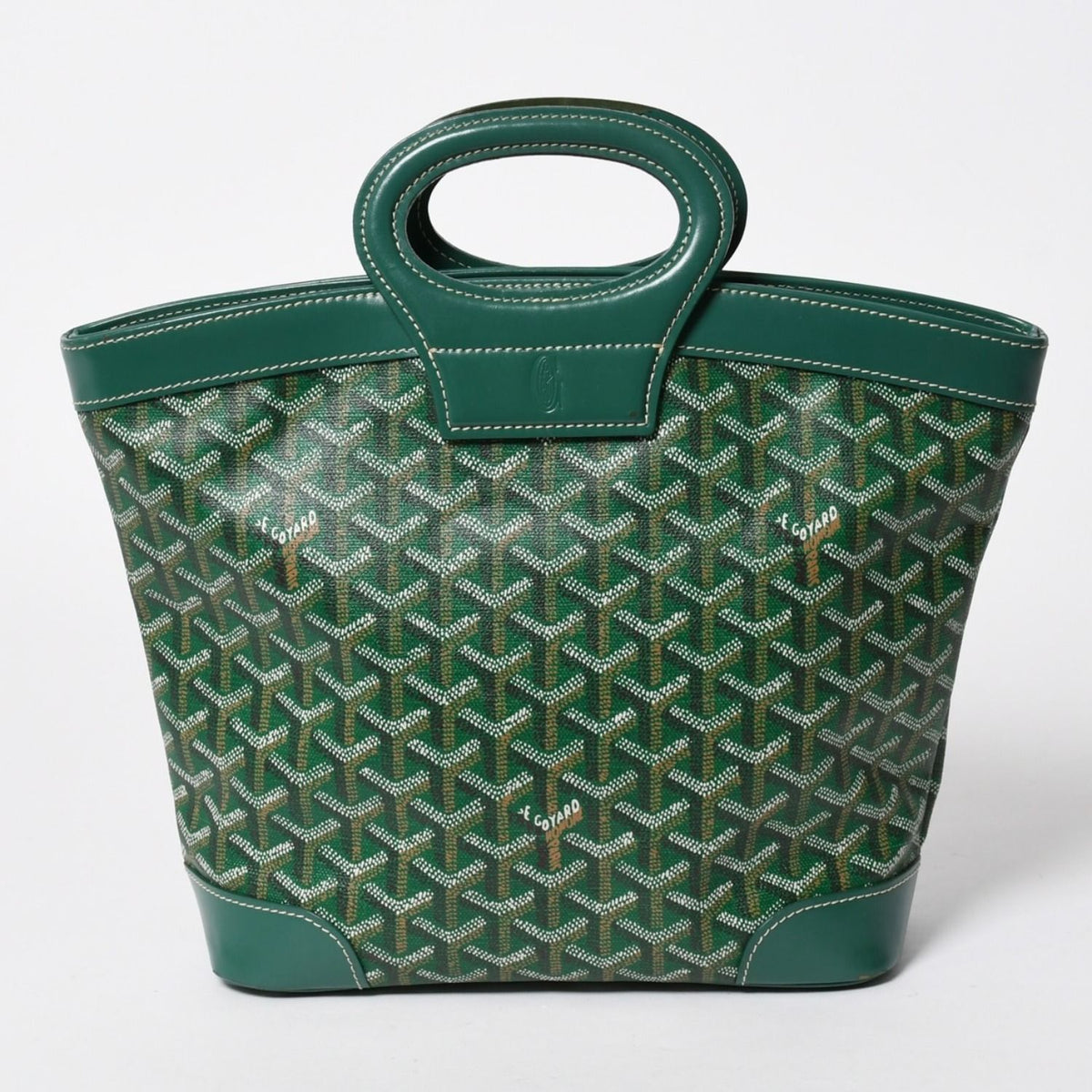 Goyard Beluga PM Handbag Herringbone Leather Green Silver — view 2