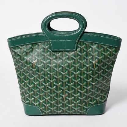 Goyard Beluga PM Handbag Herringbone Leather Green Silver — view 2