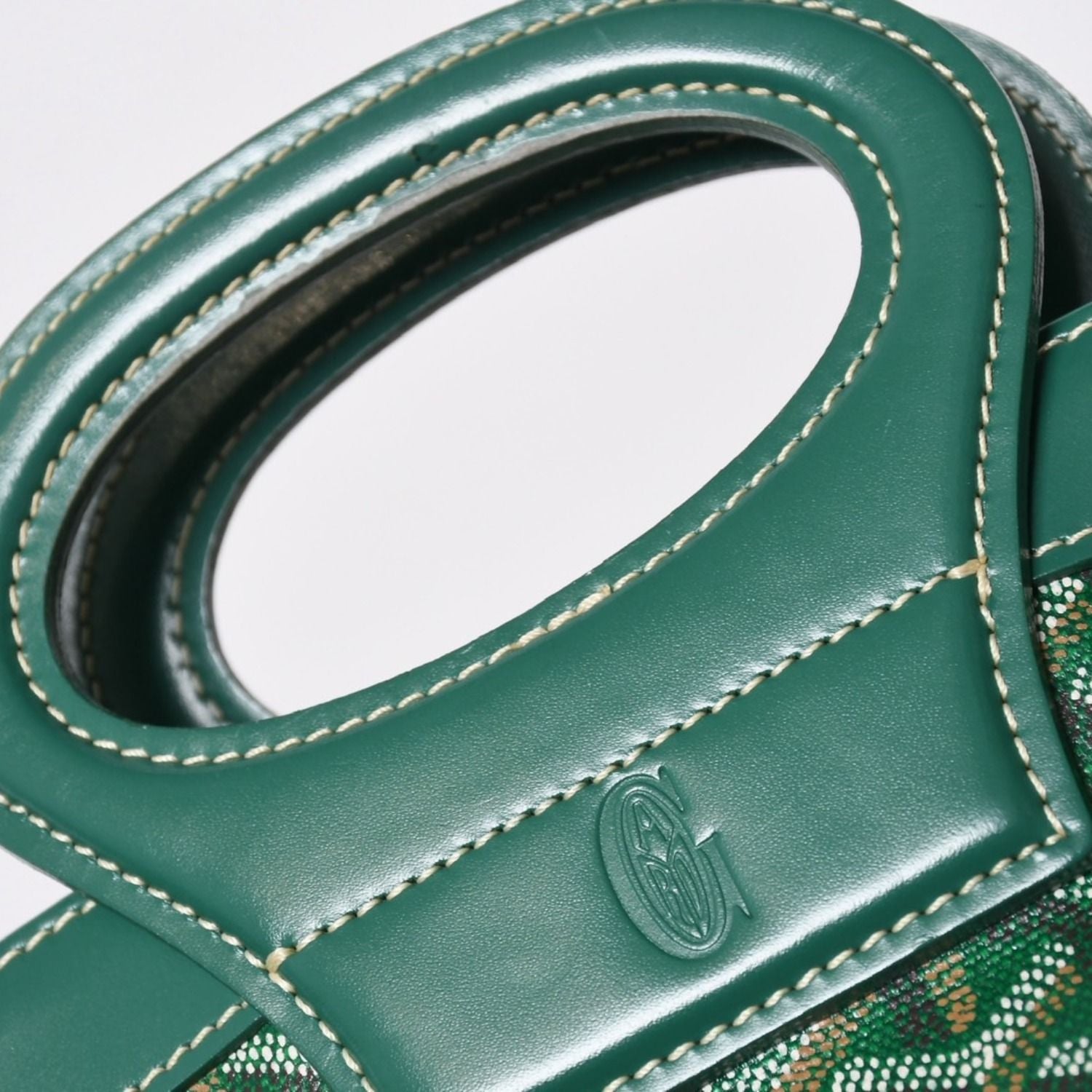 Goyard Beluga PM Handbag Herringbone Leather Green Silver — view 7
