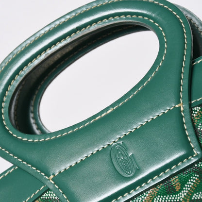 Goyard Beluga PM Handbag Herringbone Leather Green Silver — view 7