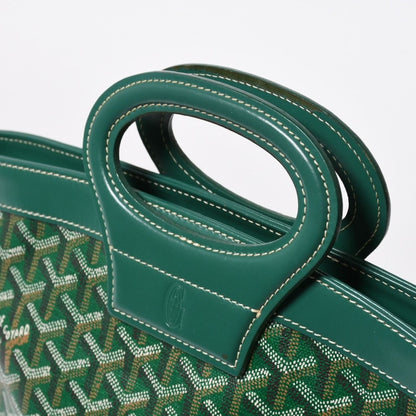 Goyard Beluga PM Handbag Herringbone Leather Green Silver — view 6
