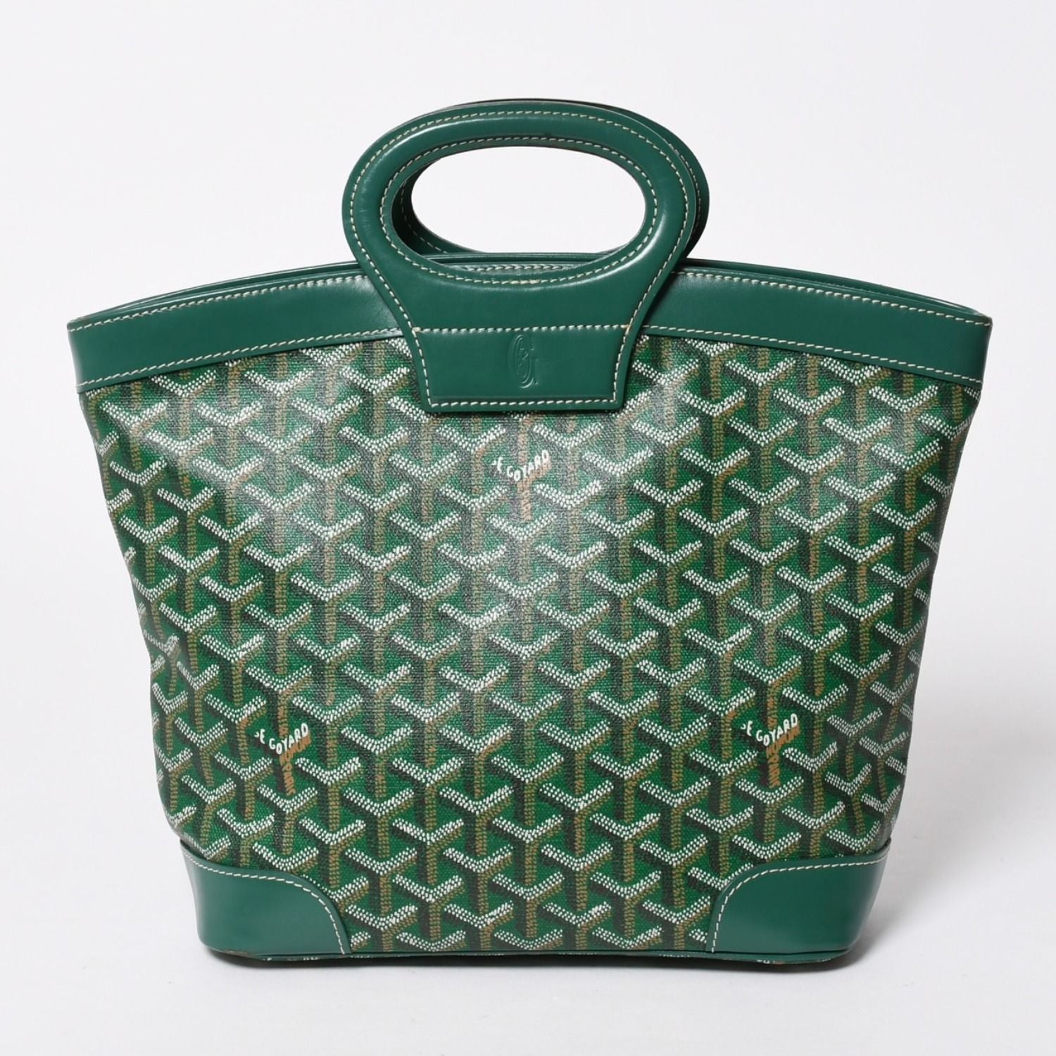 Goyard Beluga PM Handbag Herringbone Leather Green Silver