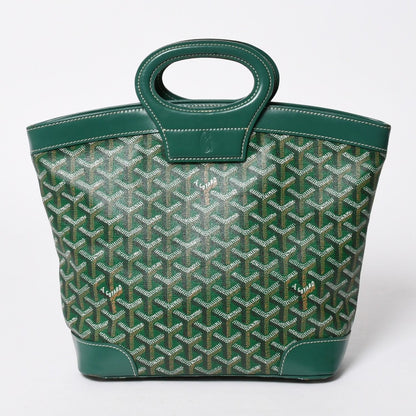 Goyard Beluga PM Handbag Herringbone Leather Green Silver