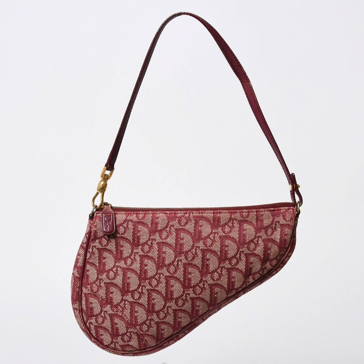 Dior Saddle Bag Trotter Red All Over Print Cotton Canvas