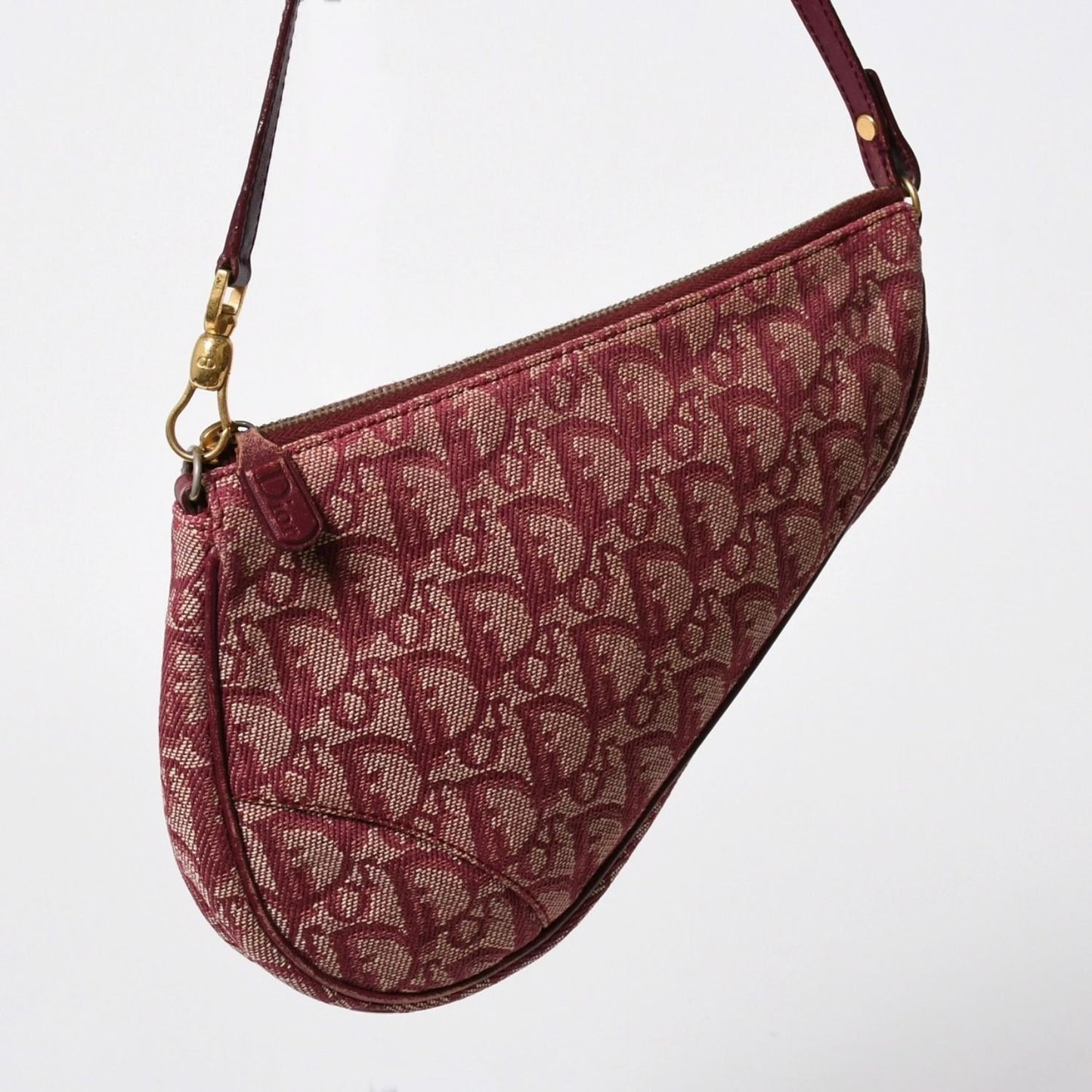 Dior Saddle Bag Trotter Red All Over Print Cotton Canvas — view 3
