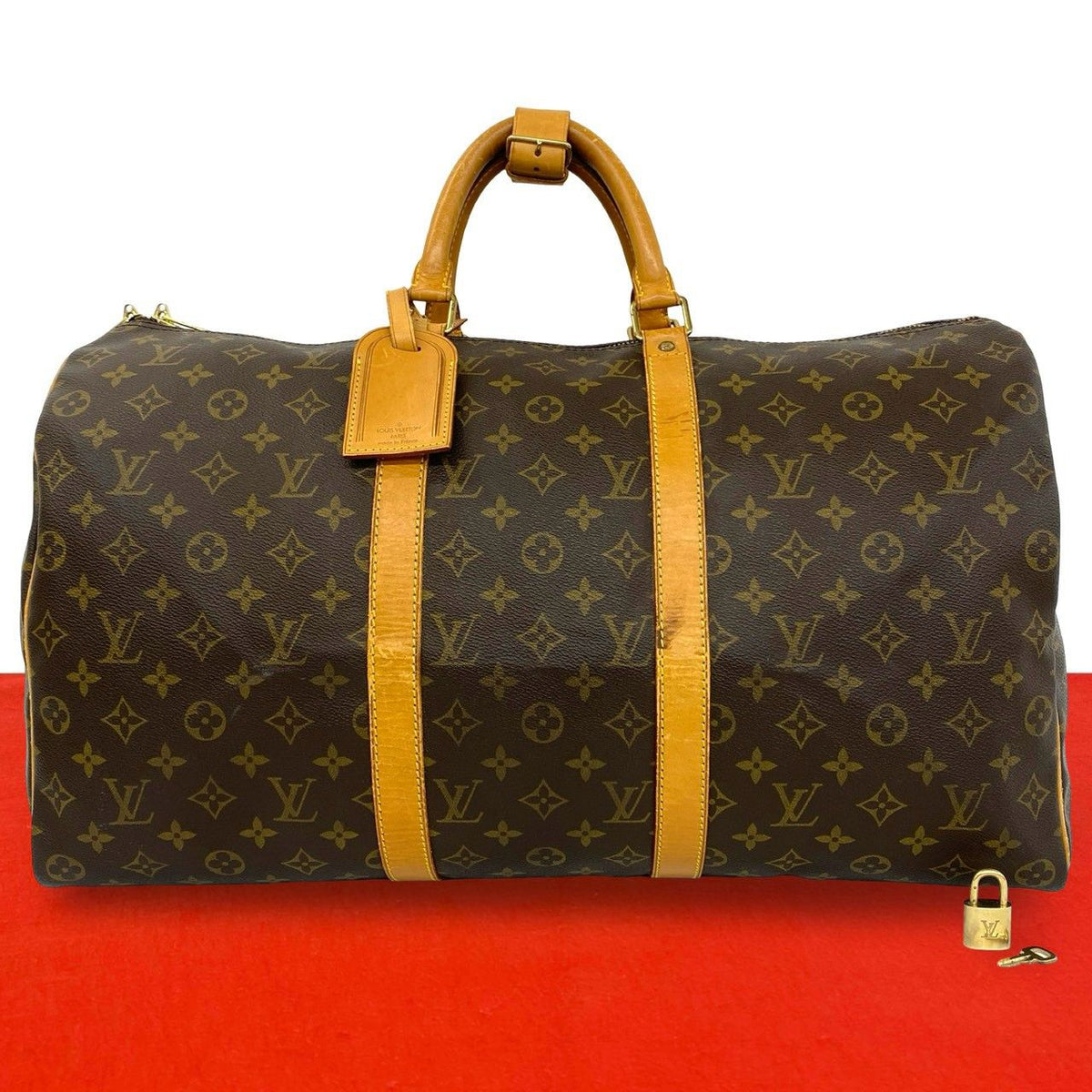 Louis Vuitton Vintage Keepall 50 Monogram Leather Boston Bag Brown