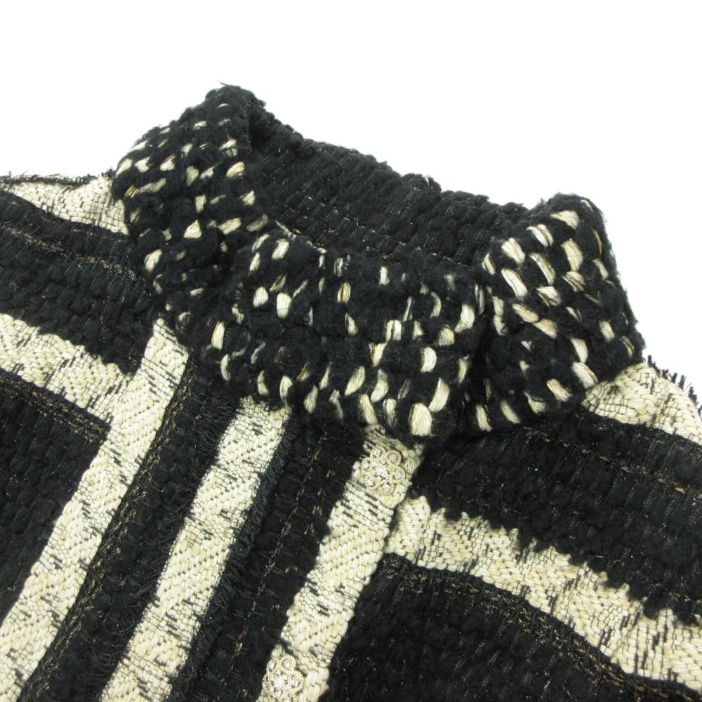 Chanel Jacket Short Length Tweed Border Stripe Black — view 6