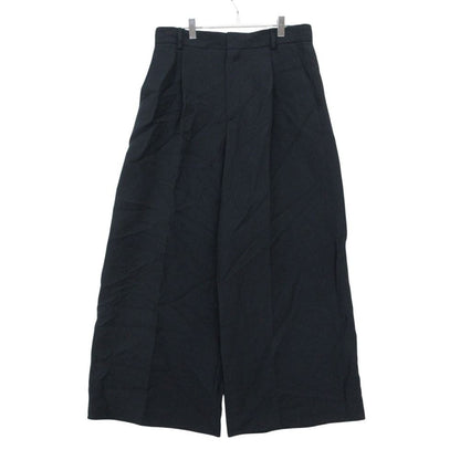 Dior Pants Wool Silk Blend Single-pleat Wide Zip Fly Center Crease Black