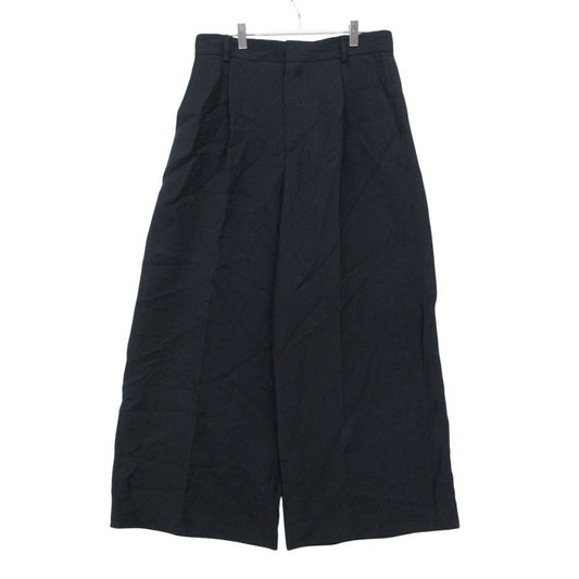 Dior Pants Wool Silk Blend Single-pleat Wide Zip Fly Center Crease Black