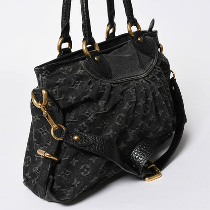 Louis Vuitton Handbag Monogram Denim Neo Cabby GM Black Leather 2-Way — view 3