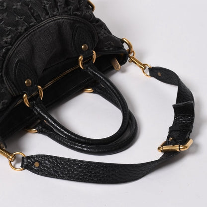 Louis Vuitton Handbag Monogram Denim Neo Cabby GM Black Leather 2-Way — view 8