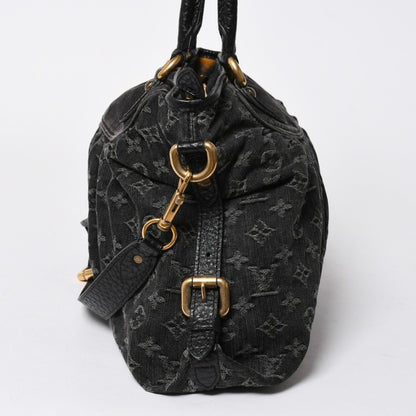 Louis Vuitton Handbag Monogram Denim Neo Cabby GM Black Leather 2-Way — view 4