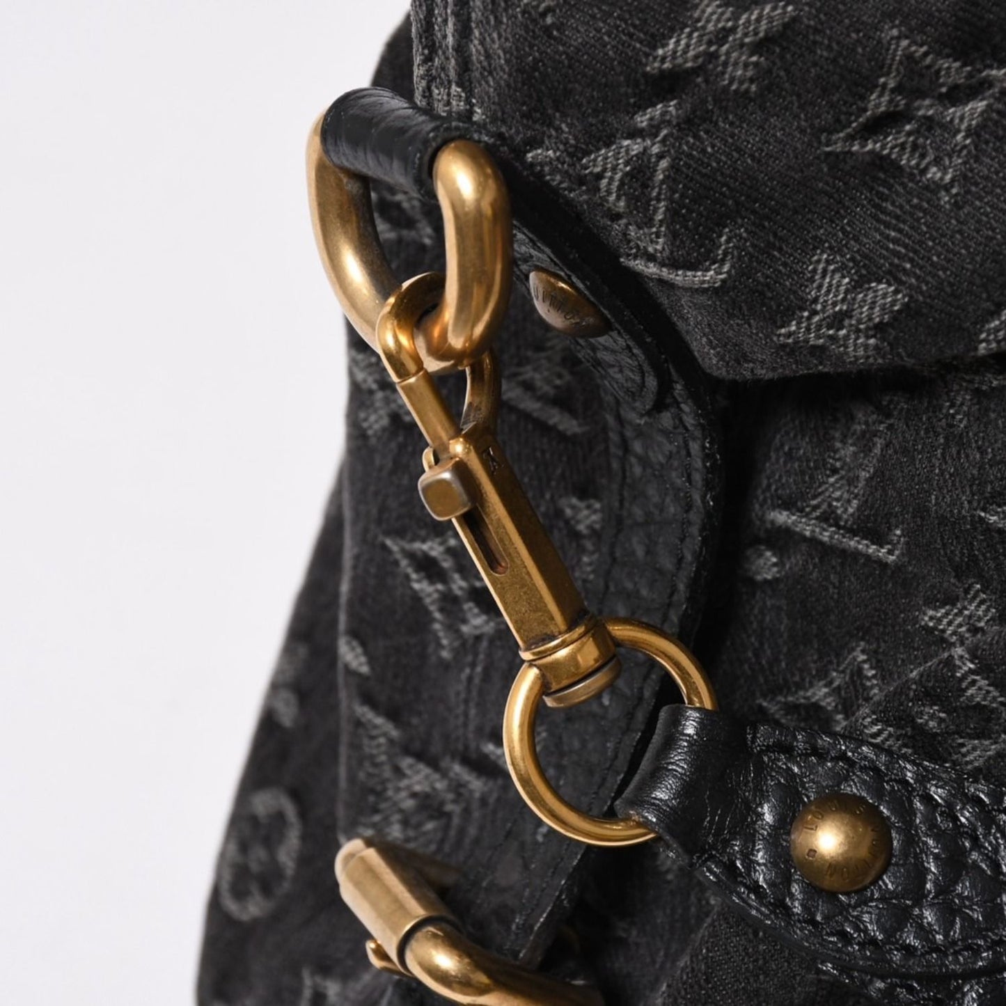 Louis Vuitton Handbag Monogram Denim Neo Cabby GM Black Leather 2-Way — view 5