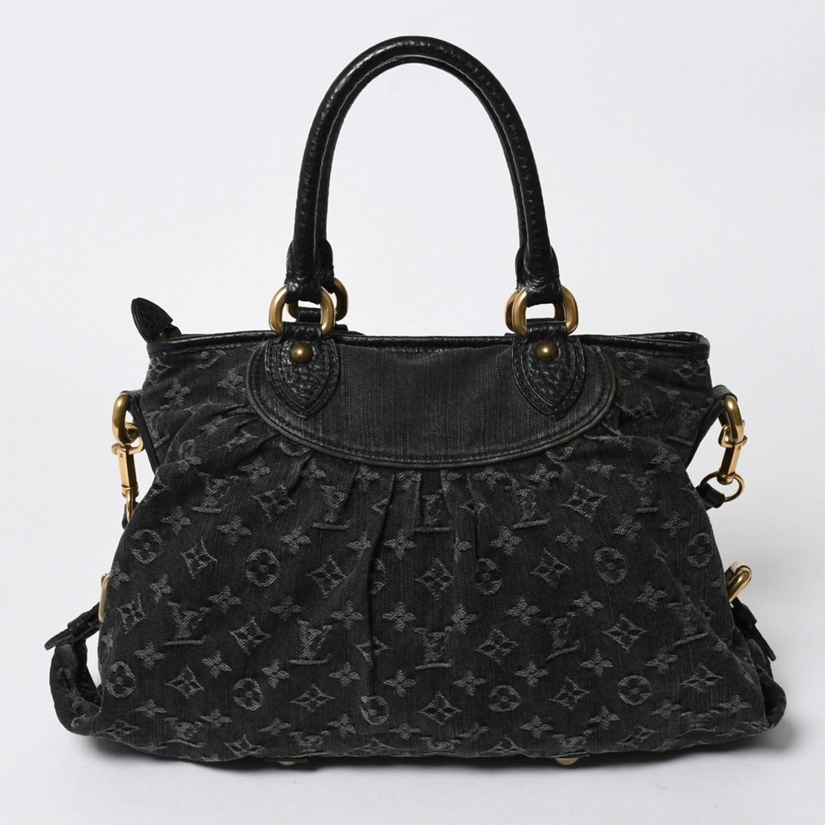 Louis Vuitton Handbag Monogram Denim Neo Cabby GM Black Leather 2-Way — view 2