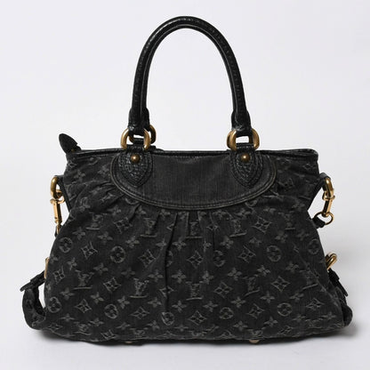 Louis Vuitton Handbag Monogram Denim Neo Cabby GM Black Leather 2-Way — view 2