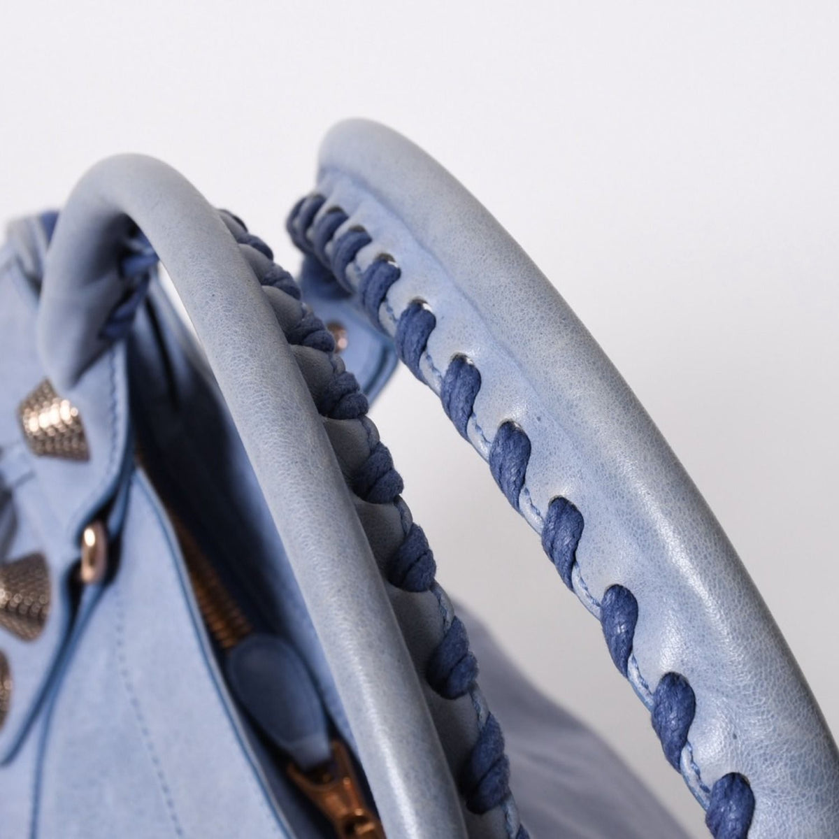 Balenciaga Giant City Handbag Light Blue Rose Gold 2-Way Lambskin — view 6