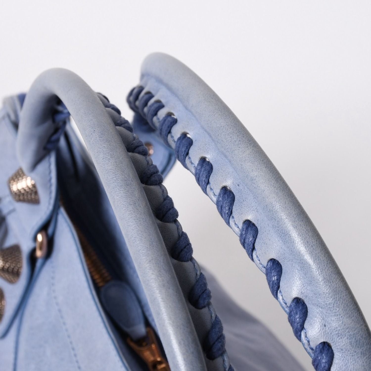 Balenciaga Giant City Handbag Light Blue Rose Gold 2-Way Lambskin — view 6