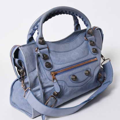 Balenciaga Giant City Handbag Light Blue Rose Gold 2-Way Lambskin — view 3