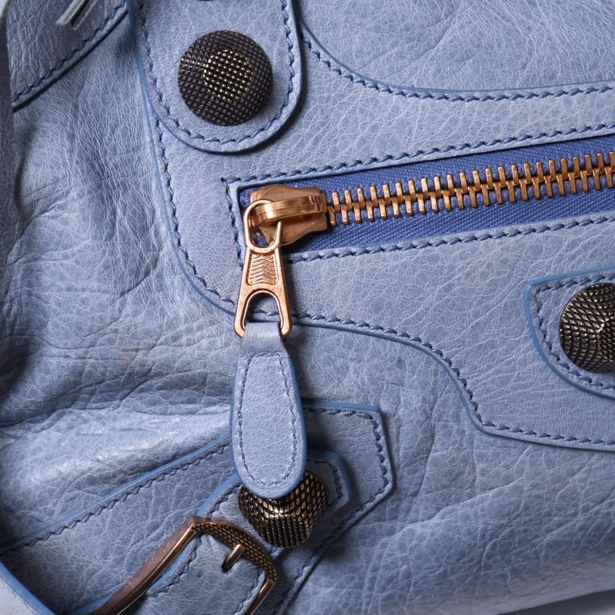 Balenciaga Giant City Handbag Light Blue Rose Gold 2-Way Lambskin — view 8