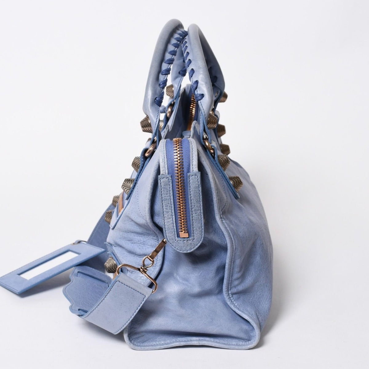 Balenciaga Giant City Handbag Light Blue Rose Gold 2-Way Lambskin — view 4