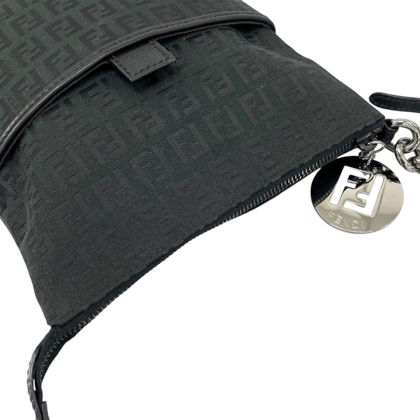 Fendi Shoulder Bag Zucchino Black FF Logo — view 7