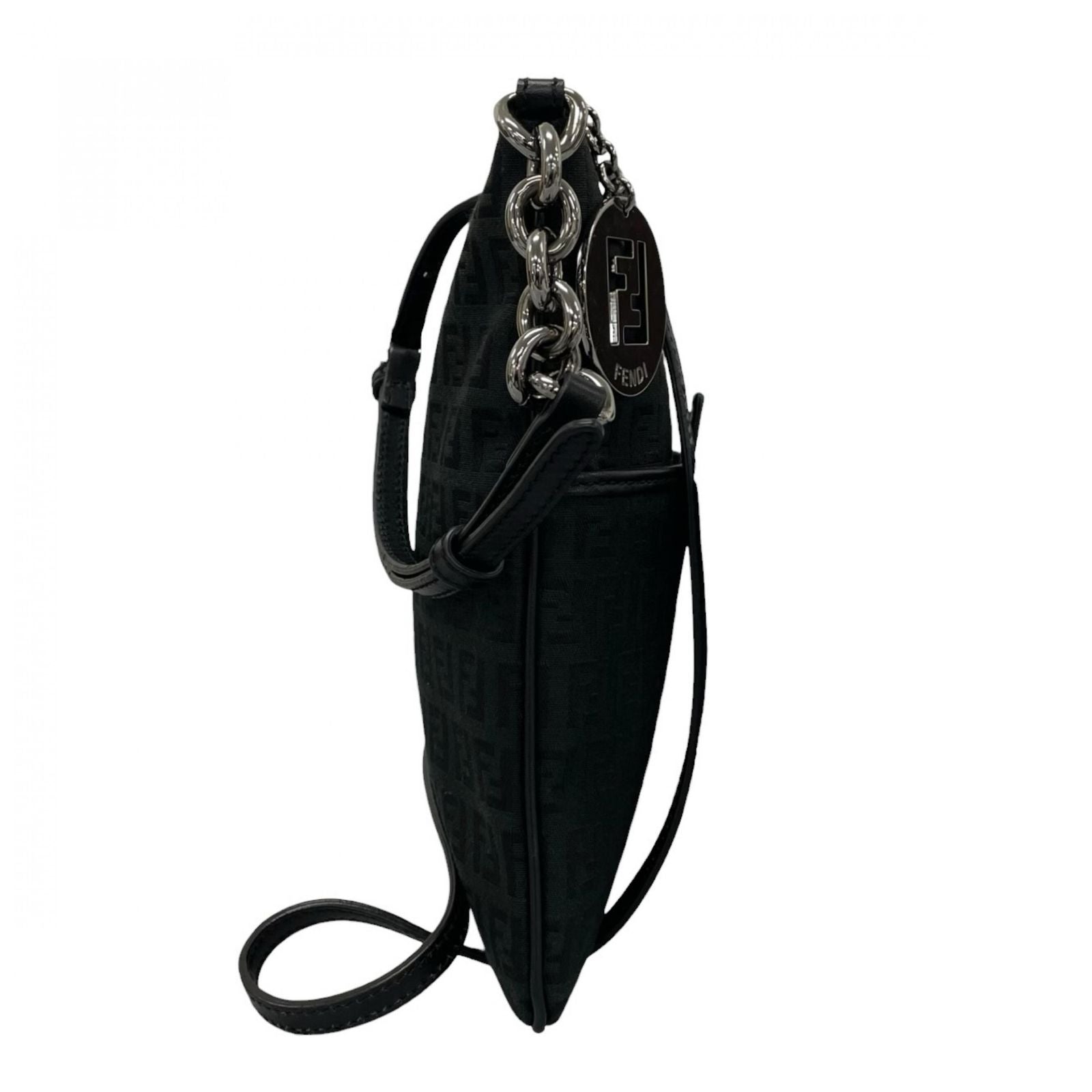 Fendi Shoulder Bag Zucchino Black FF Logo — view 4