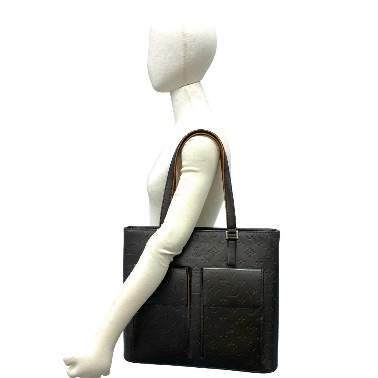 Louis Vuitton Wilwood Monogram Matte Leather Tote Black Noir — view 2