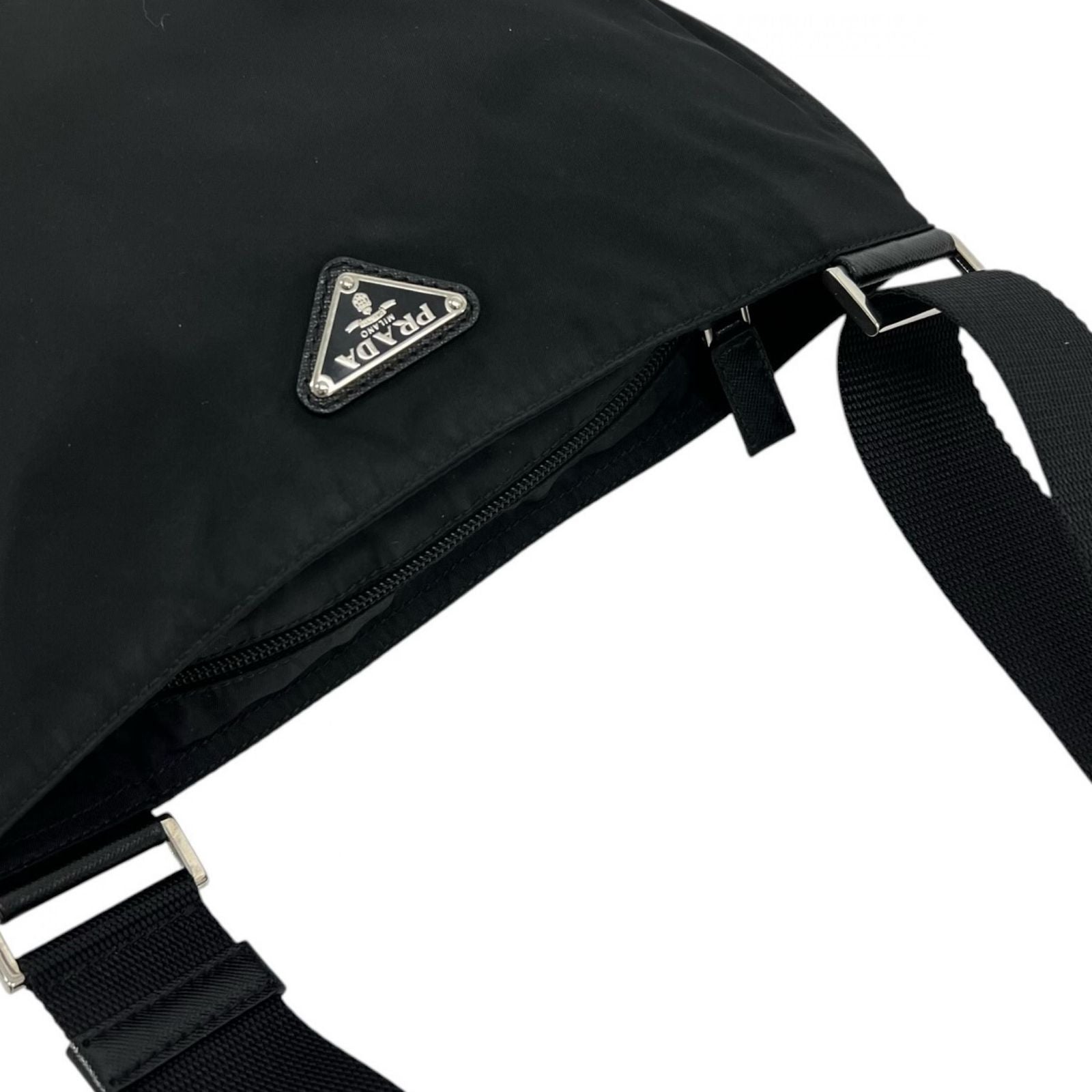 Prada Shoulder Bag Nylon Black Triangle Logo — view 7