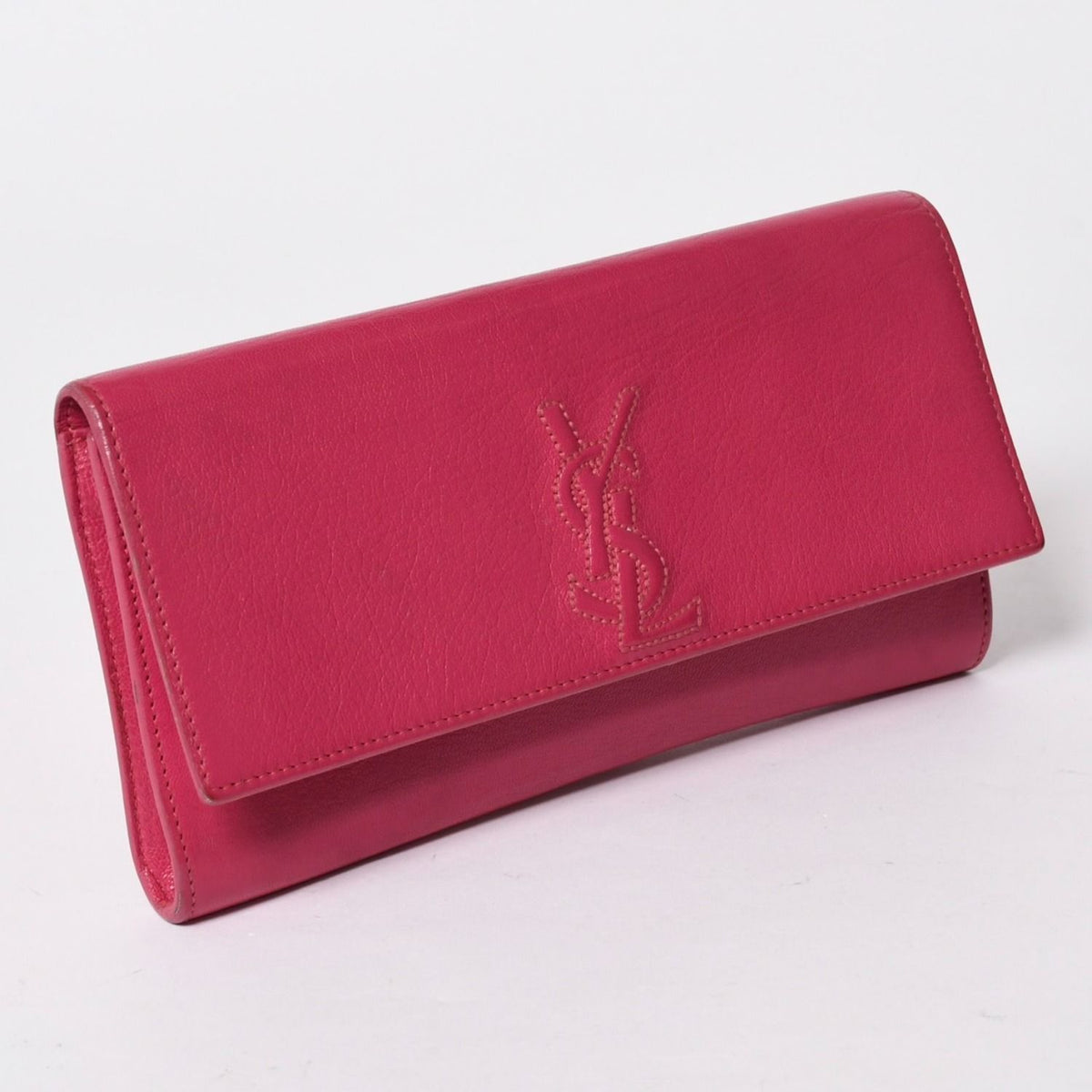 Saint Laurent Belle de Jour Clutch Fuchsia Pink Silver — view 4