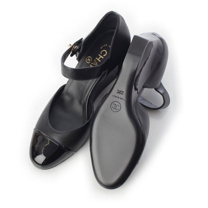 Chanel Leather CC Logo Turnlock Pumps Black Heels — view 5
