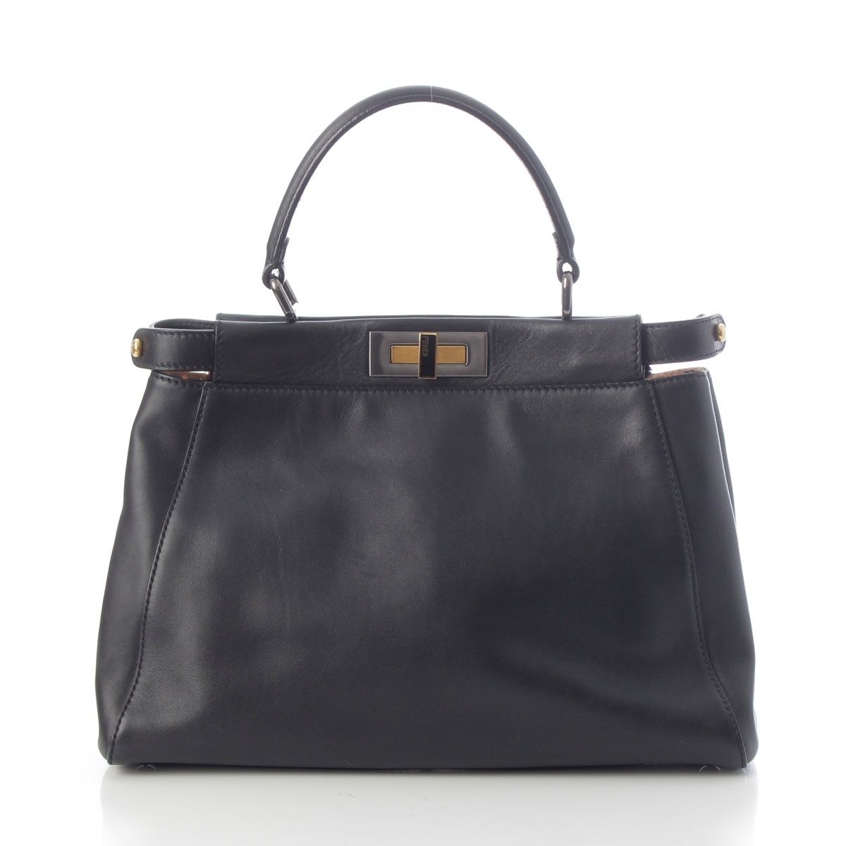 Fendi Peekaboo Regular Leopard 2-Way Handbag Black — view 4