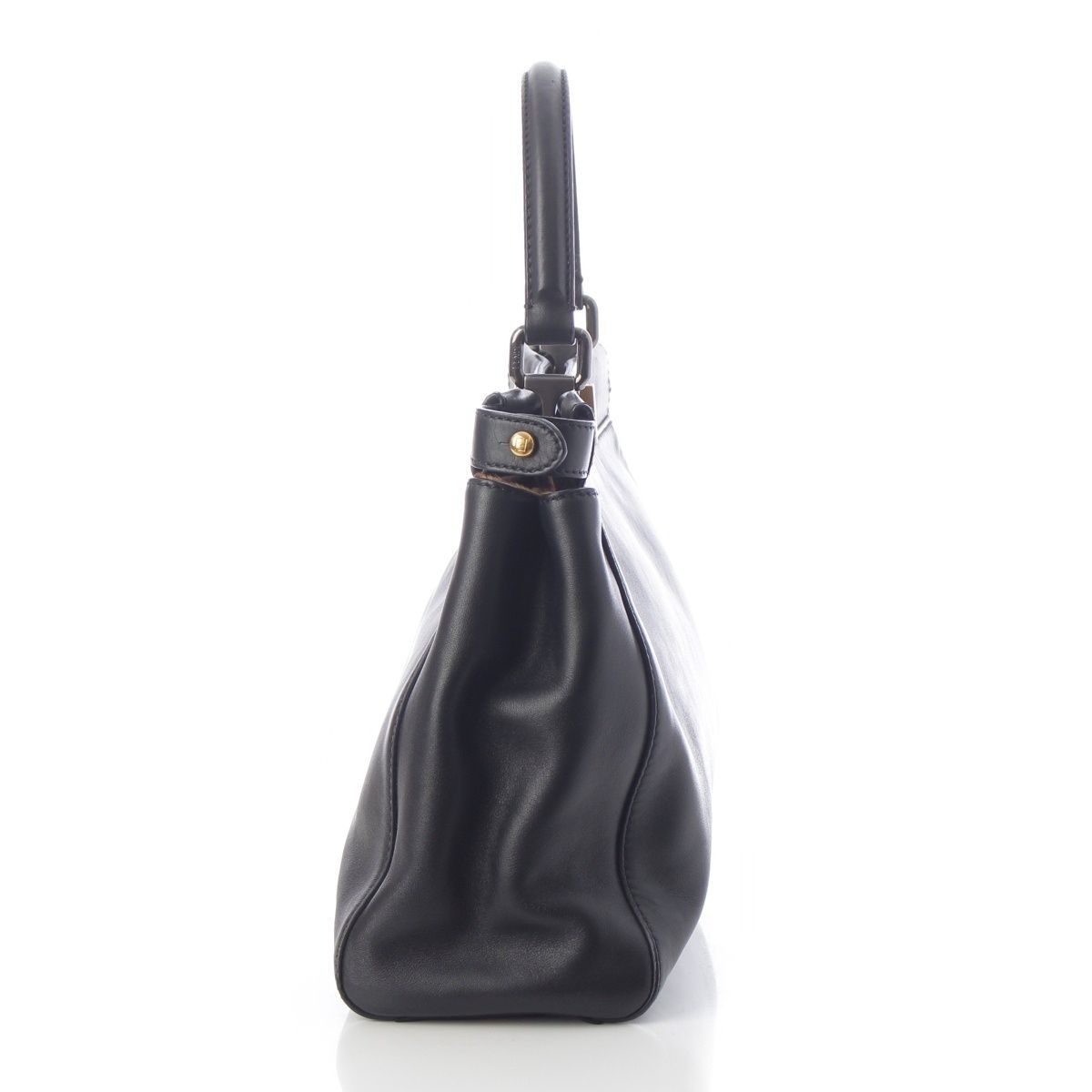 Fendi Peekaboo Regular Leopard 2-Way Handbag Black — view 3