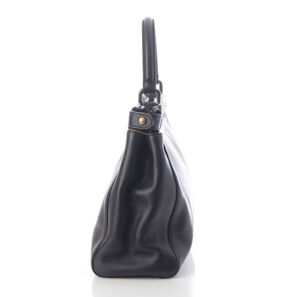 Fendi Peekaboo Regular Leopard 2-Way Handbag Black — view 3