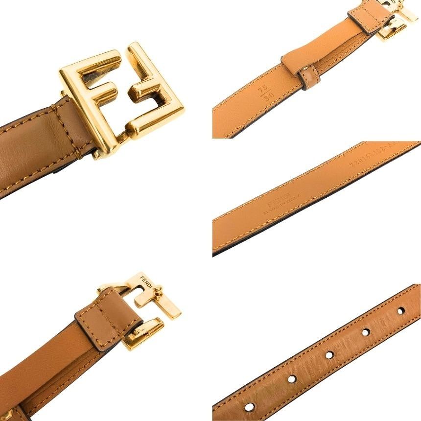 Fendi Belt Camel Brown FF Leather — view 3