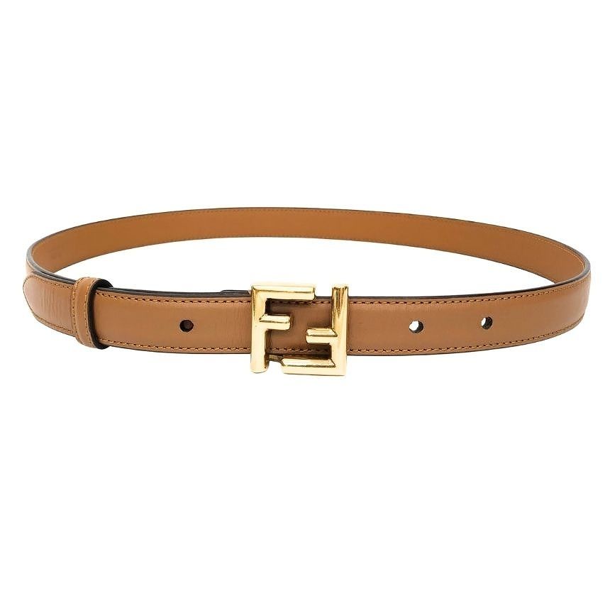 Fendi Belt Camel Brown FF Leather — view 2
