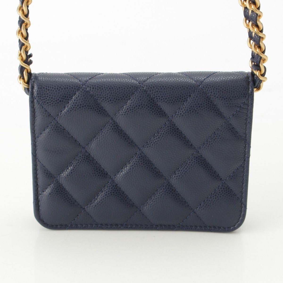 Chanel Quilted Mini Caviar Leather Coco Buttons Chain Shoulder Bag Navy — view 4