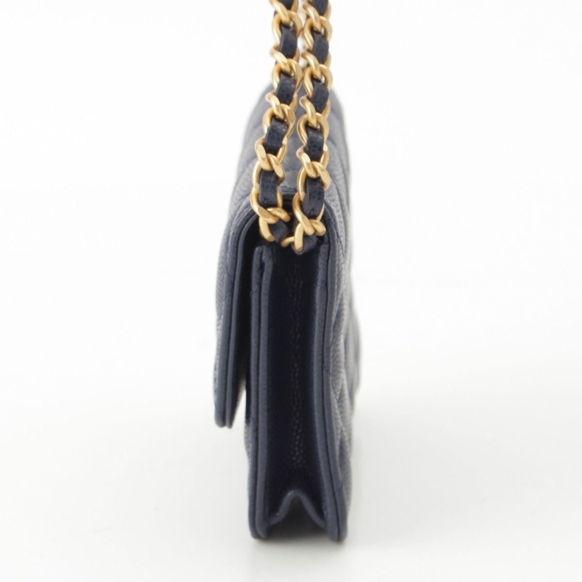 Chanel Quilted Mini Caviar Leather Coco Buttons Chain Shoulder Bag Navy — view 3